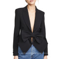 One Piece MOQ Black Blazers Factory Bow Formal Party Sexy Deep V Neck Women Suit